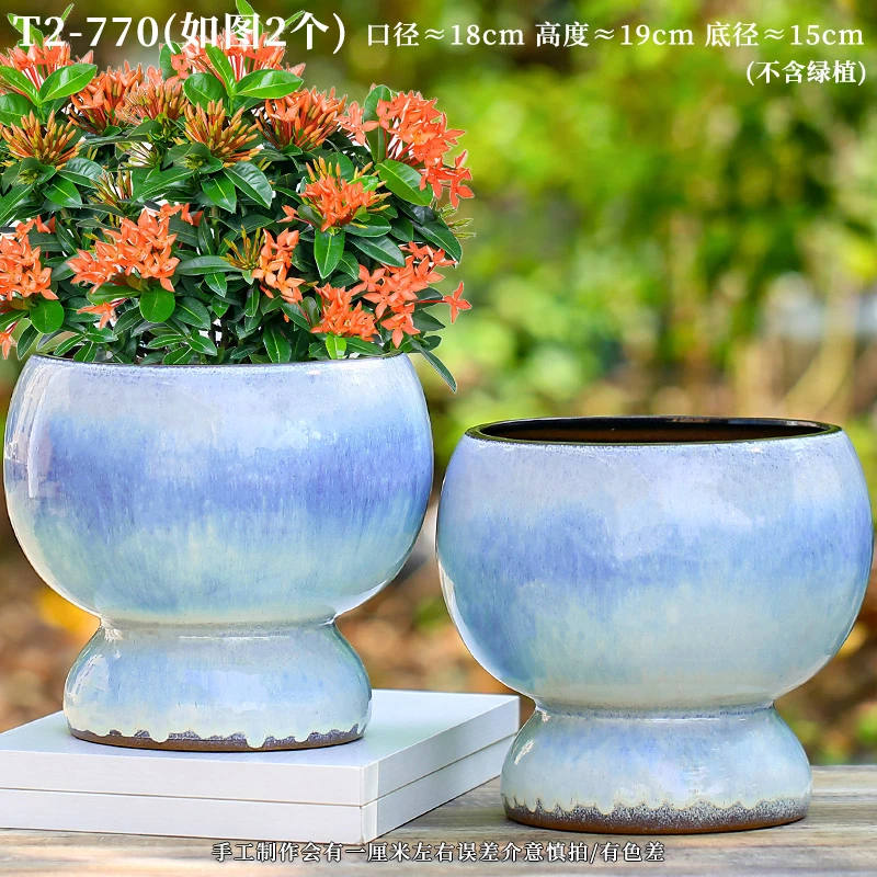 T2-770宜兴粗陶花盆高室内文心兰蝴蝶兰盆吊兰多肉绿植发财树大盆