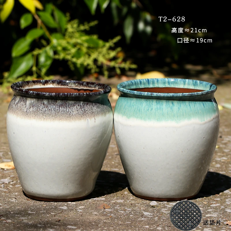 T2-628多肉老桩花盆陶瓷植物创意个性大小口径粗陶高款家用大号