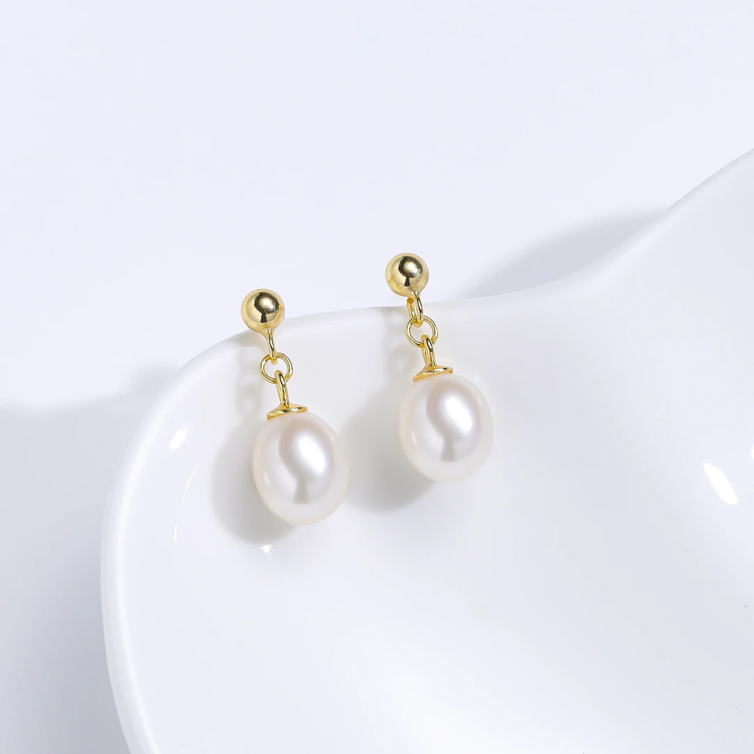 【乔森-高定】“迷你吹“优雅珍珠耳坠/S925银/6.3-7.3mm