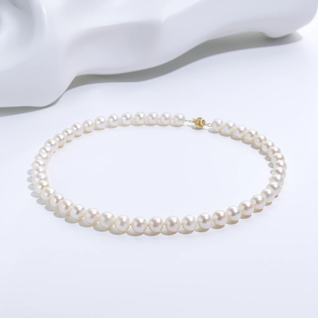 【乔森-高定】无核珍珠项链女神全珠链/k金/灯笼金扣 9-10mm