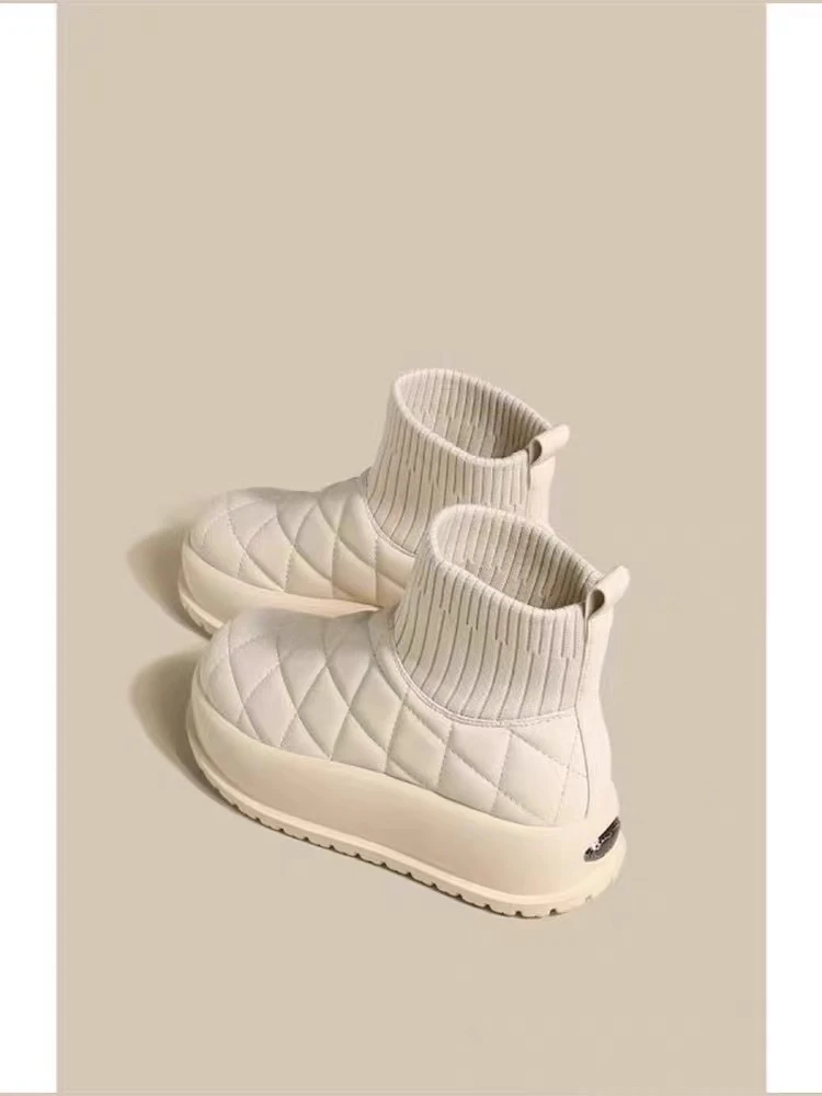 厚底雪地靴冬季棉鞋2024新款加绒女鞋时尚短筒面包鞋N35103050