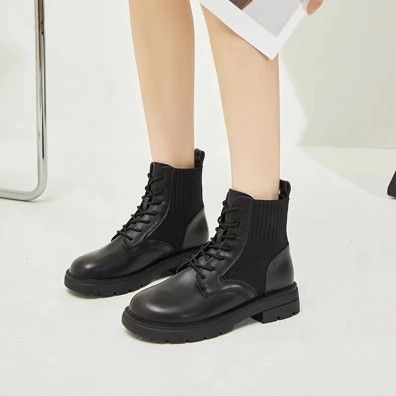 【800】新款厚底马丁靴女女2024春秋季袜靴靴子短靴01E898-16