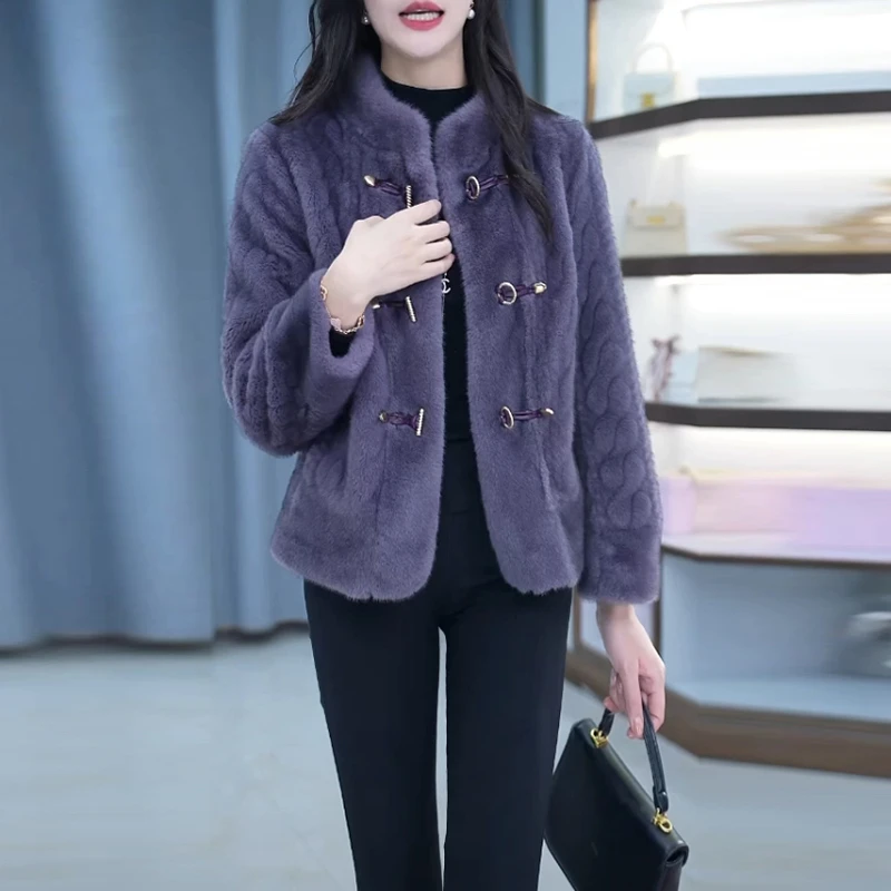 贵妃绒小香风富婆外套女秋冬款品质女装2025新款保暖皮毛一体上衣