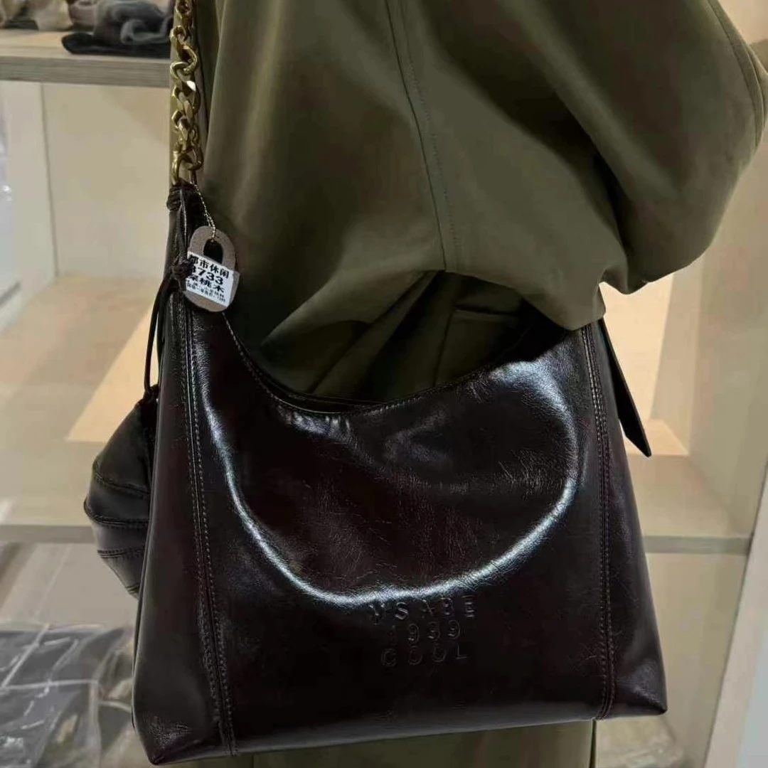 【春款上新】油蜡皮托特包大容量腋下挎女包特大号斜挎包时尚女士