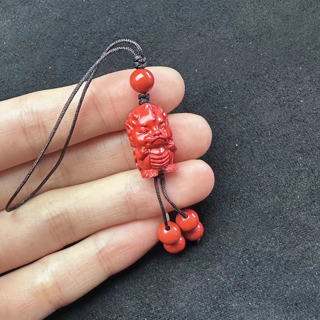 含辰砂工艺品【朱朱】朱砂挂饰 约18X11X10mm