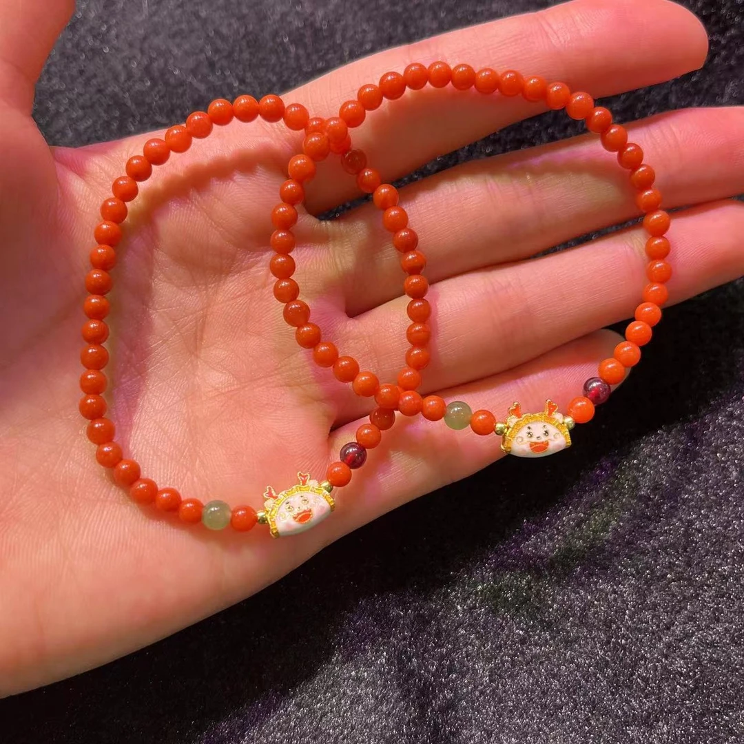 【朱朱】S925南红DIY手串 约3-4mm 多样性发一