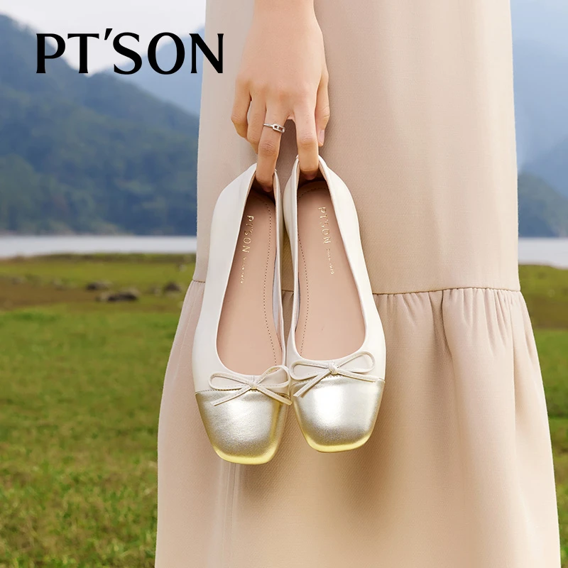 【琥珀流光】晚晚鞋温柔羊皮小香风单鞋女蝴蝶结软底真皮浅口芭蕾鞋