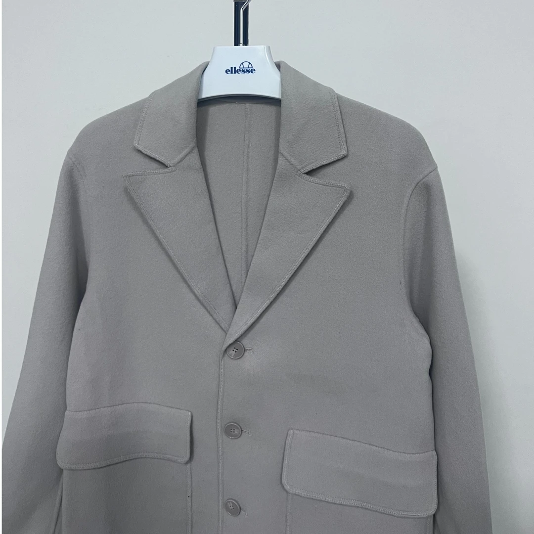 【G】本白色高级感翻领长款羊毛大衣