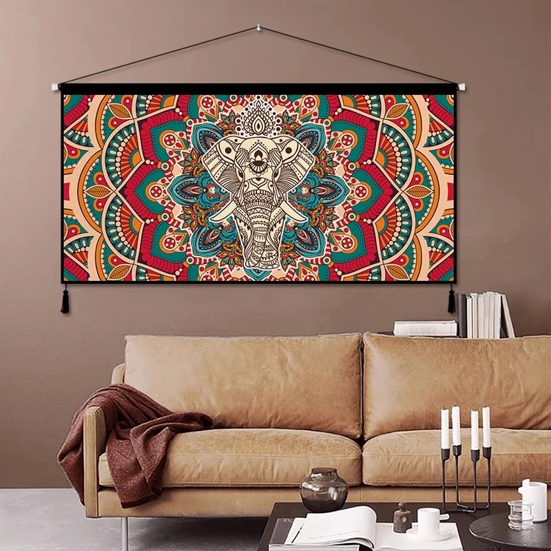 新疆民宿装饰画胡杨林风景挂布酒店餐厅背景墙艺术挂毯客厅挂布画