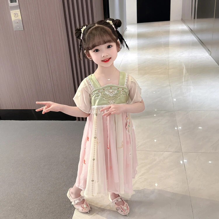 汉服女童宝宝超仙古风襦裙中国风古装连衣裙儿童唐装夏季周岁3岁