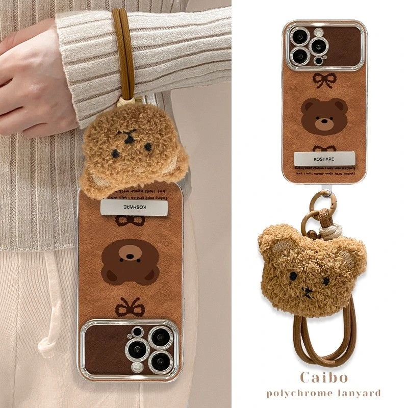 蝴蝶结小熊适用苹果16/15手机壳可爱14Promax/13/XR软套11/新款12