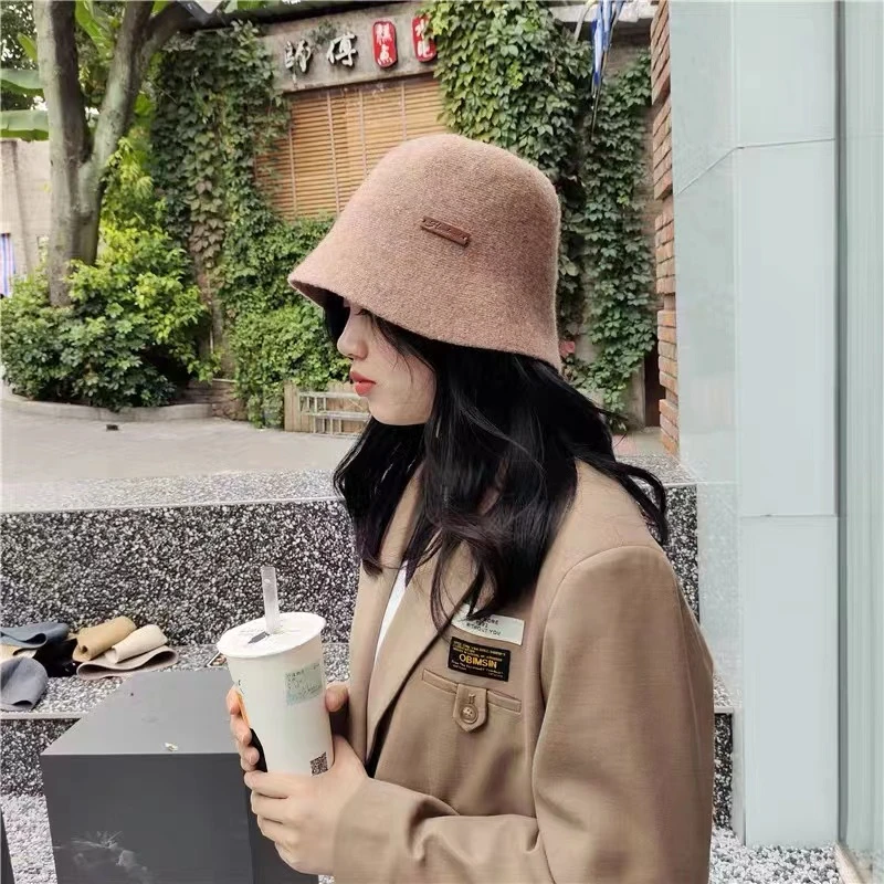SF0220 凹造型羊毛渔夫帽女洋气柔软文艺网红盆帽