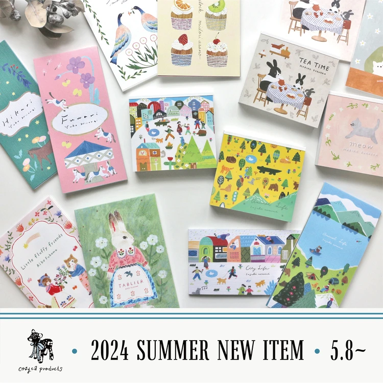 日本cozyca表现社2024夏季限定手账方形便签本一笔笺兔子猫咪