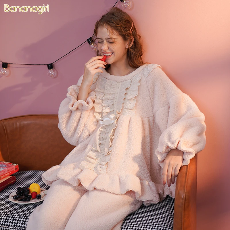 Bananagirl【安睡象牙塔】睡衣秋冬女保暖加厚可爱家居服冬冬季