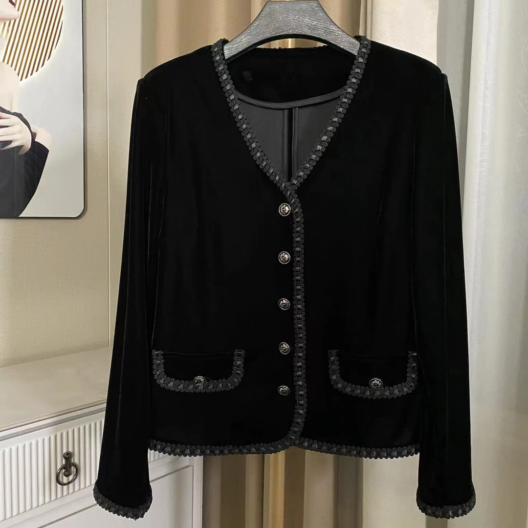 早秋新款定制丝绒时尚小香风外搭