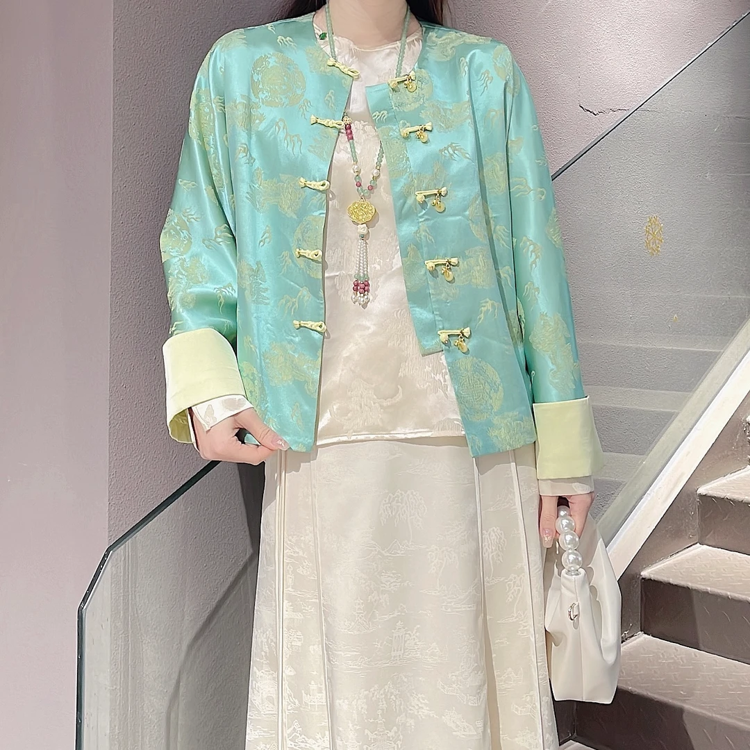《晶晶定制》《青琮》时尚国风长袖印花设计感外套0347