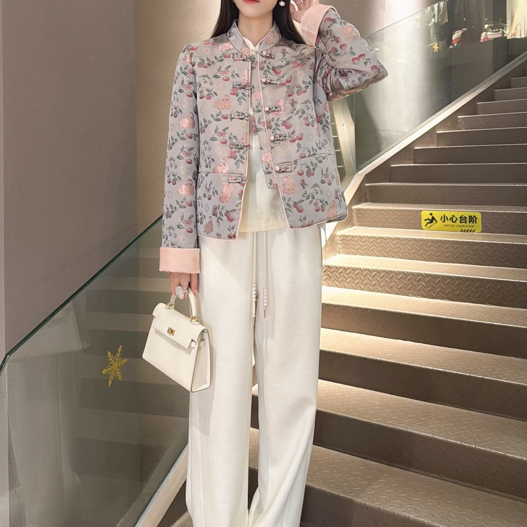 《晶晶定制》时尚新中式长袖复古休闲中国风加厚棉服2607