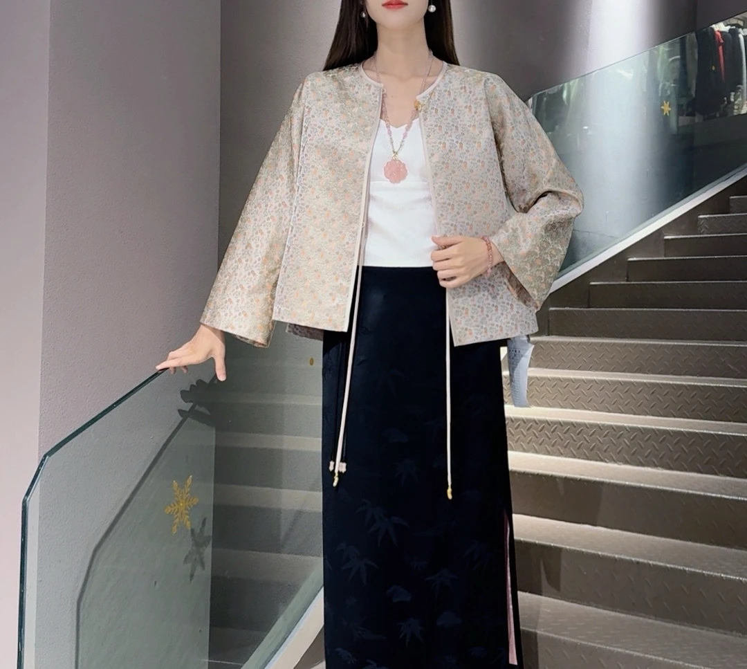 《晶晶定制》《宝相奔鹿》双面穿秋季国风长袖百搭薄款气质外套2024
