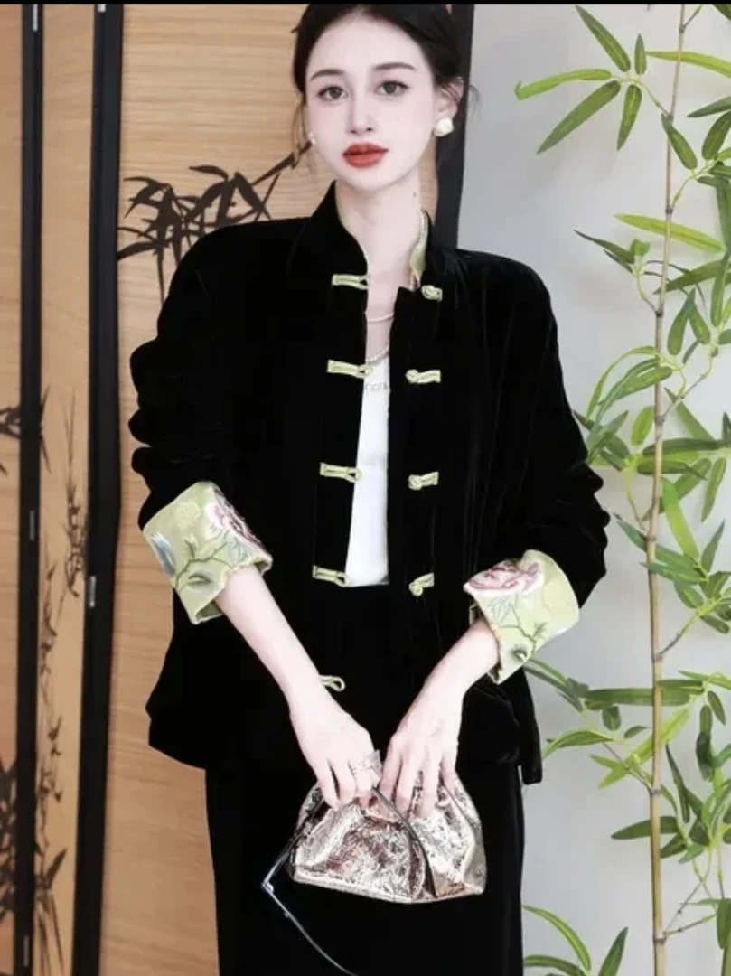 《ELFBOX》冬季新中式百搭加厚保暖百搭立领外套8566