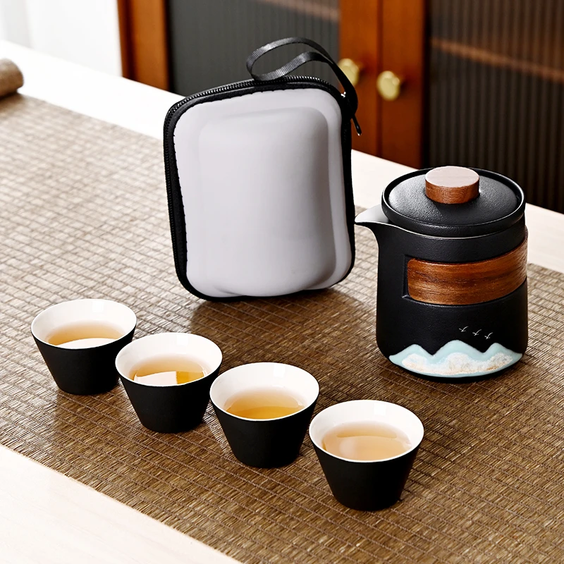顾竹陶瓷便携式车载旅行茶具套装泡茶器简约创意旅游喝茶茶道