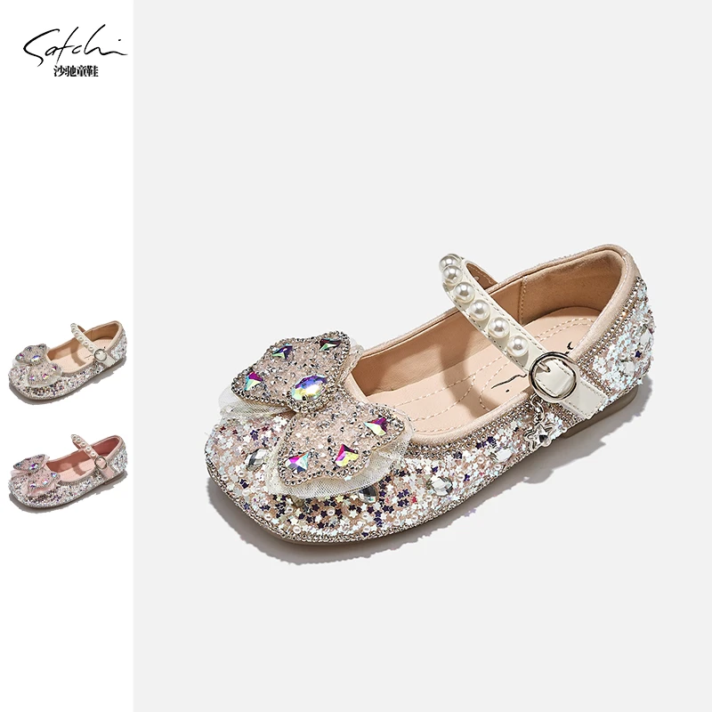 24121女童轻奢时尚水钻鞋新款春季洋气软底公主鞋