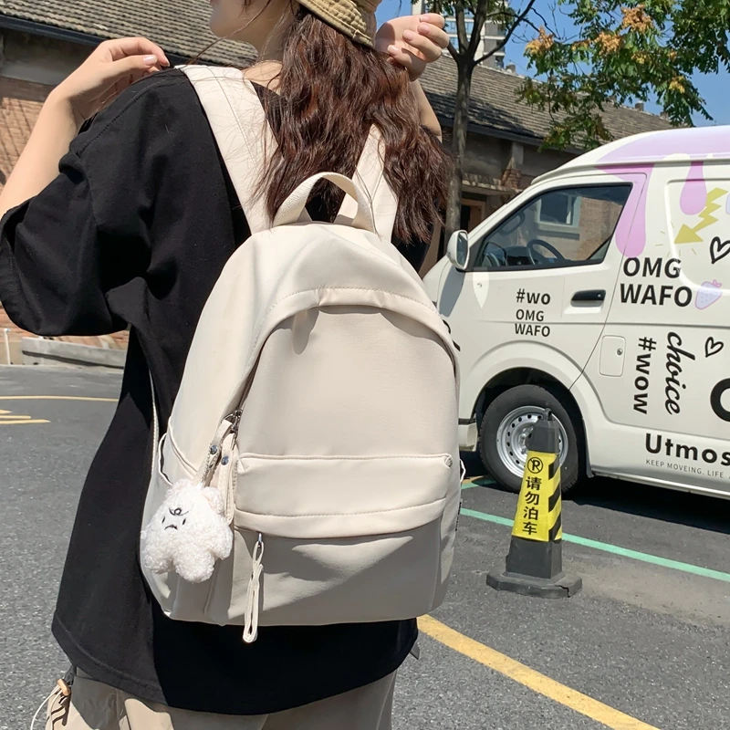 简约背包女双肩包书包女生大学生上课包旅行电脑包2023新款初中生