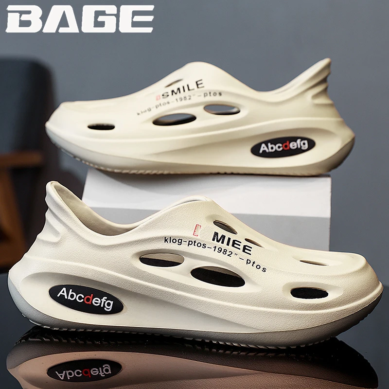 八哥品牌洞洞鞋男2025新款冬季外穿厚底防滑包头拖鞋全包沙滩鞋