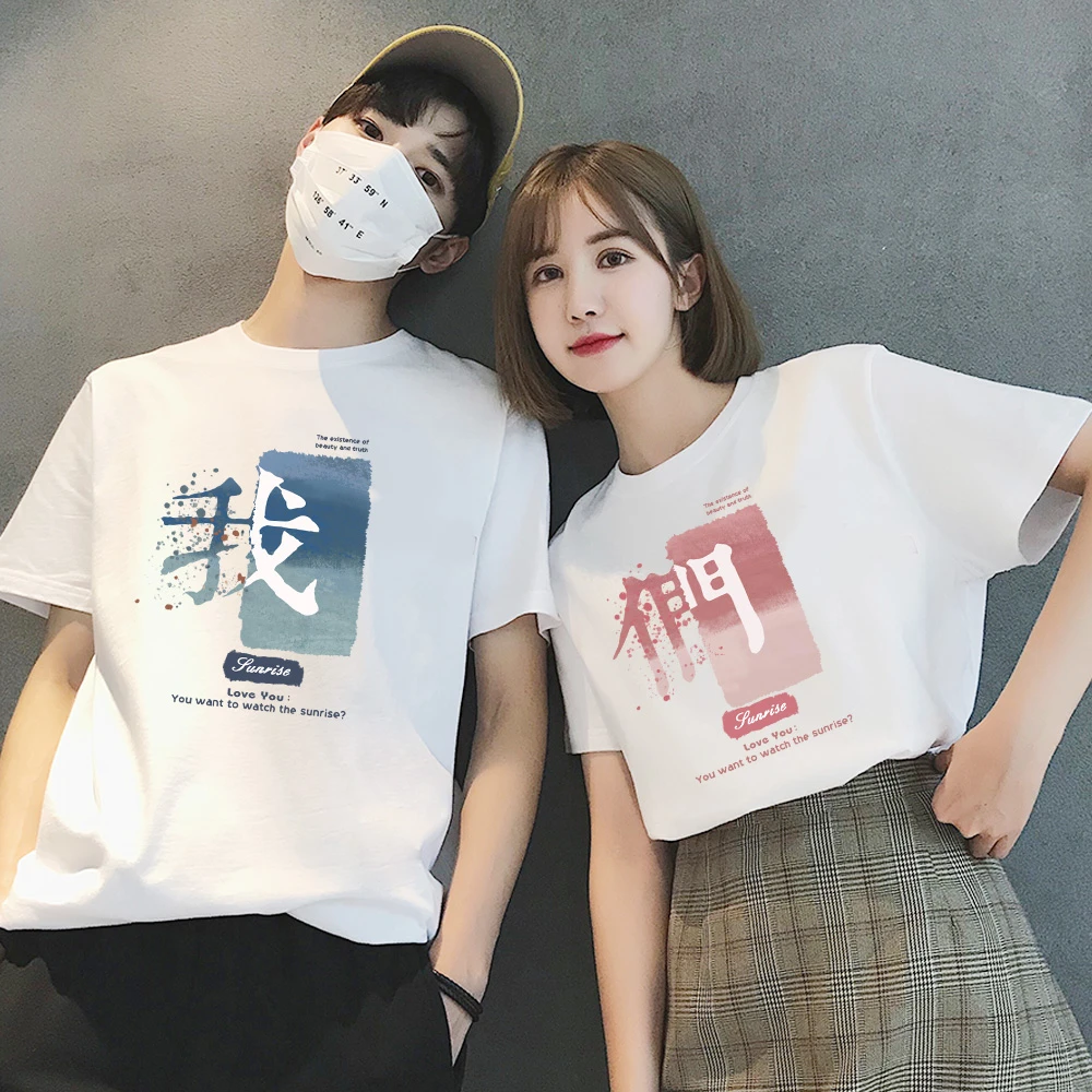 100%纯棉情侣装夏季装2025新款上衣特别的网红超火短袖t恤男早春