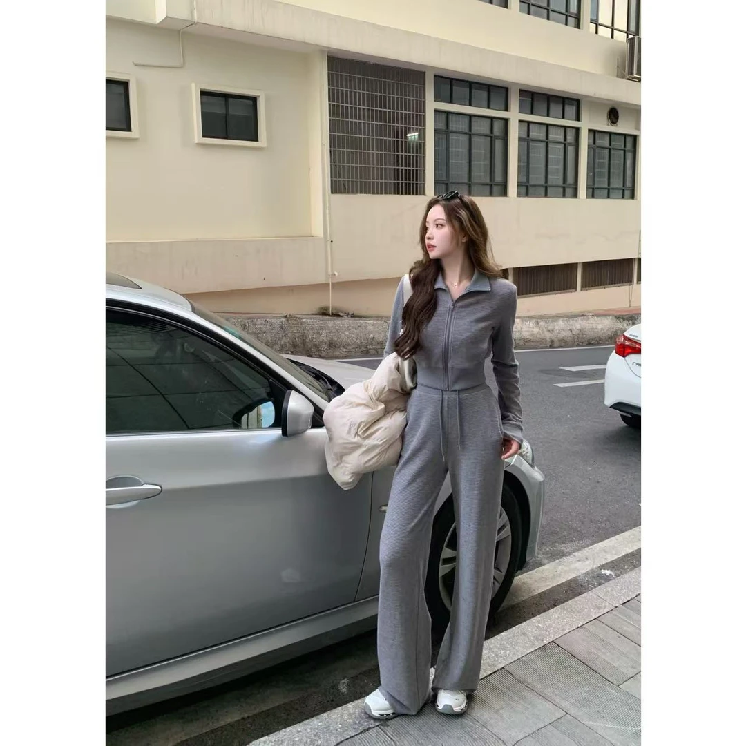 SZA【小镇晴空】秋冬新款韩版小众卫衣外套高腰休闲长裤套装A-1241