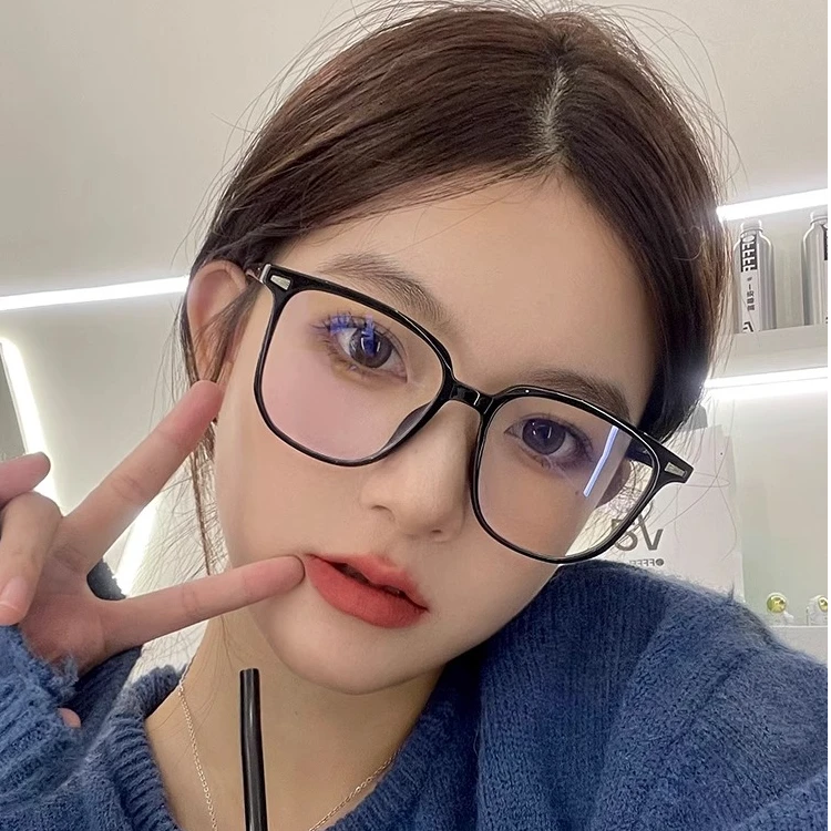 黑框眼镜女高级感早八素颜神器近视可配度数大脸显瘦方框大框眼镜