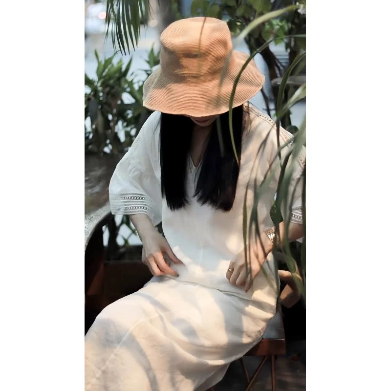 【Lin's concept】DL极简设计师款轻奢纯色夏季连衣裙 24RC060234