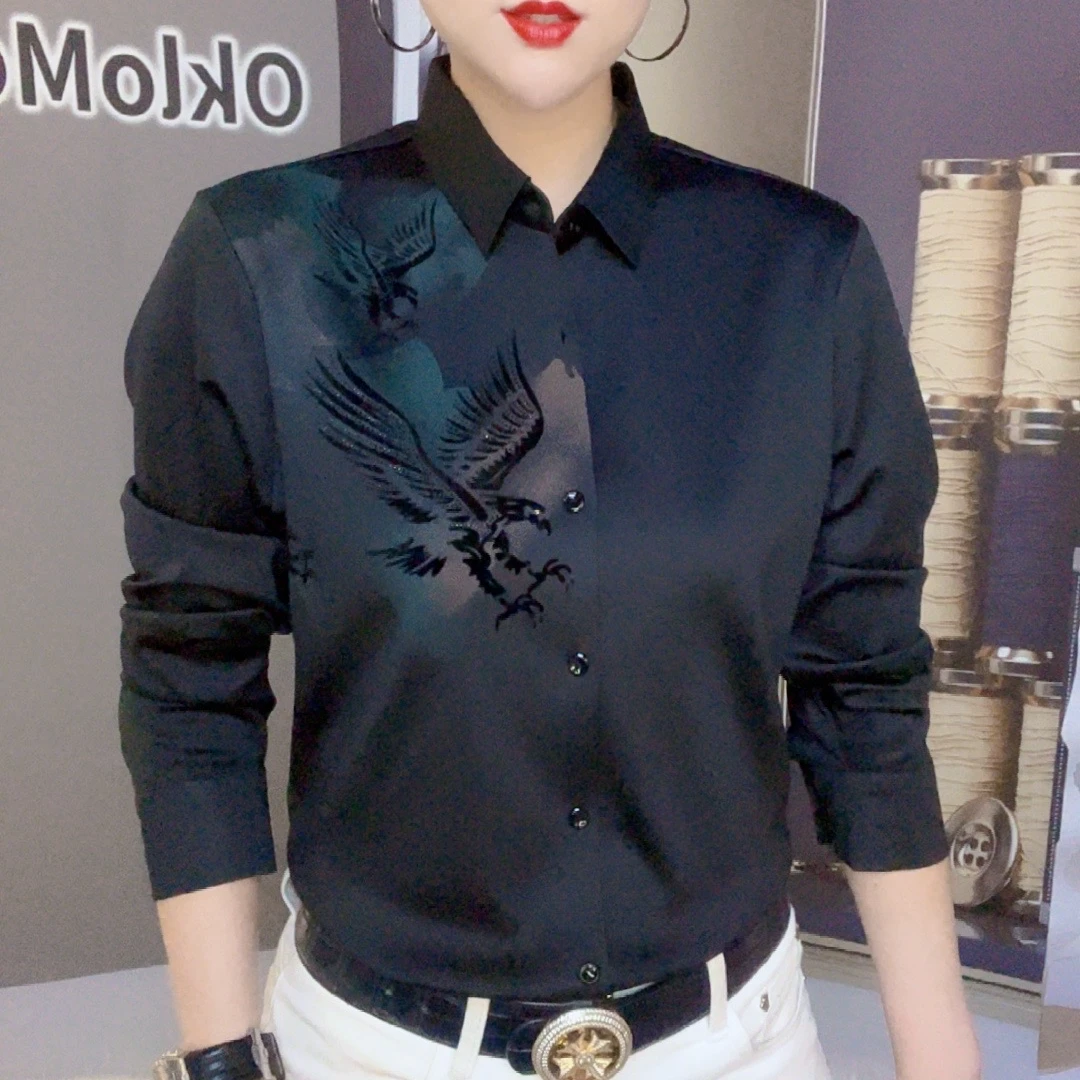 【慕克男装】2024新款薄款时尚老鹰个性商务休闲高级感男士衬衫
