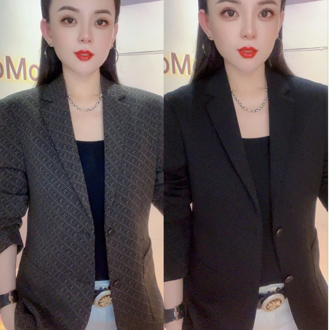 【慕克男装】新款秋冬高端商务韩版西服男士印花修身小西装