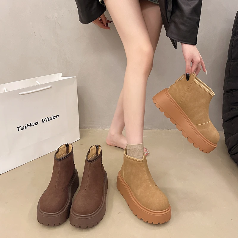 雪地靴增高6CM2024早秋新款休闲时尚百搭高级感厚底气质女鞋