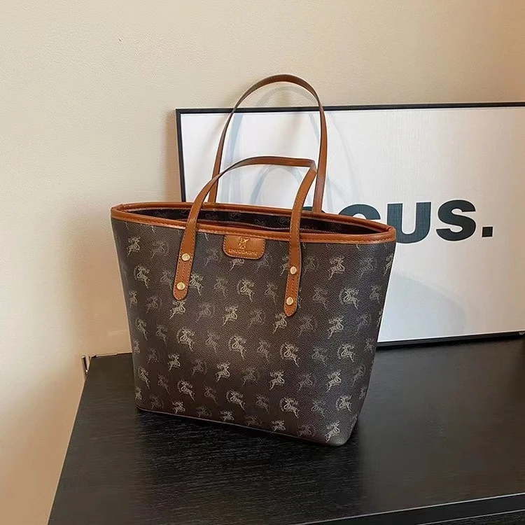 时尚百搭托特包潮流经典印花单肩肩包小众欧美大托特