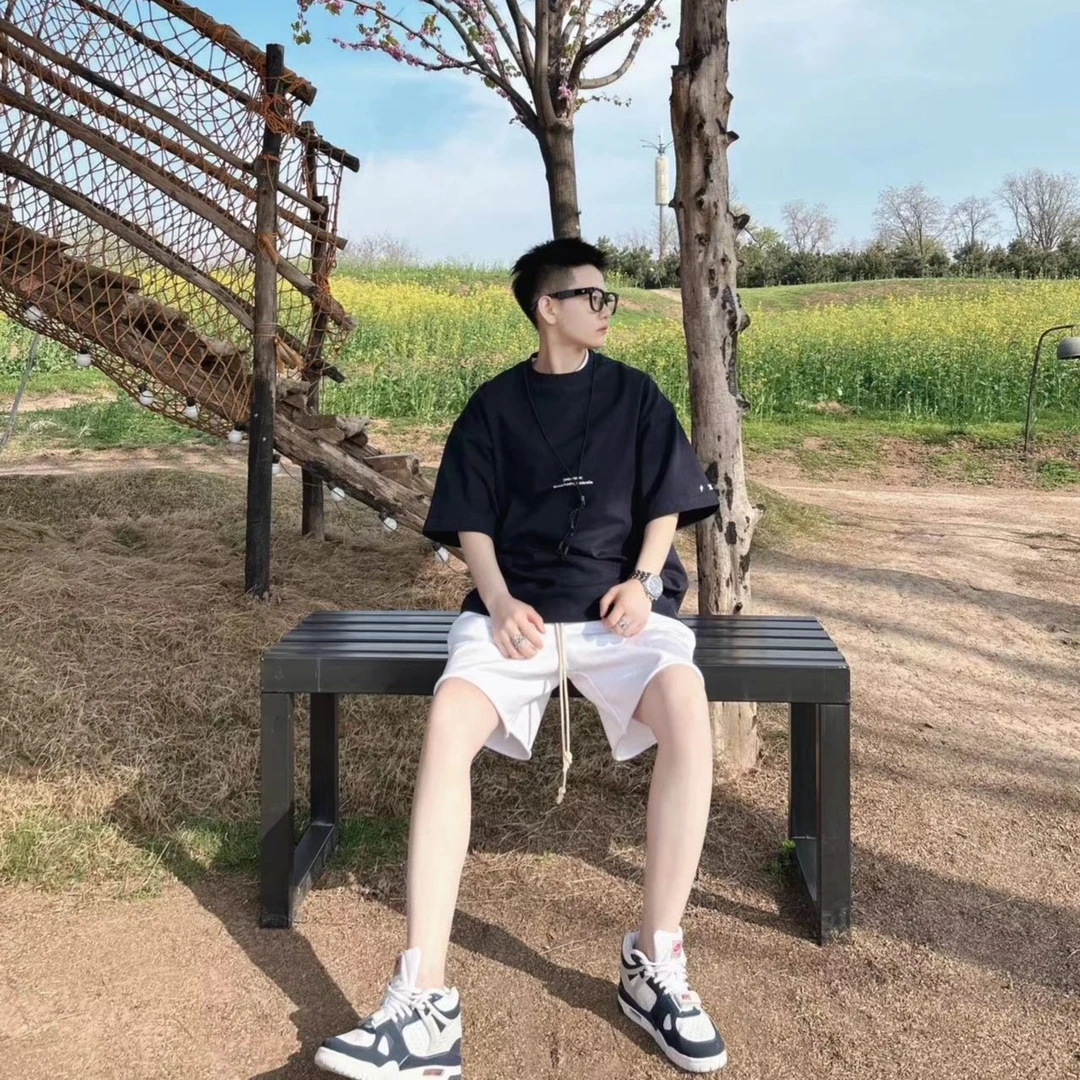 【释放双手】春夏新款重磅380g纯色小心机圆领小领口ins短袖T恤夏季