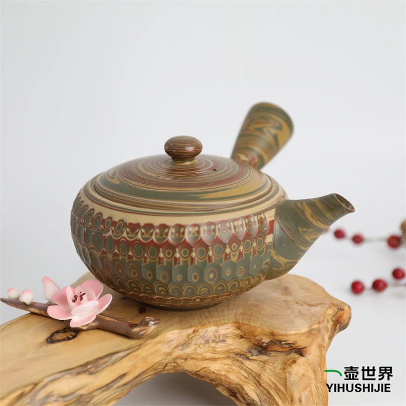常滑烧急须 友仙 练泥 切削大 510ml 纯手工日式侧把陶茶壶现货