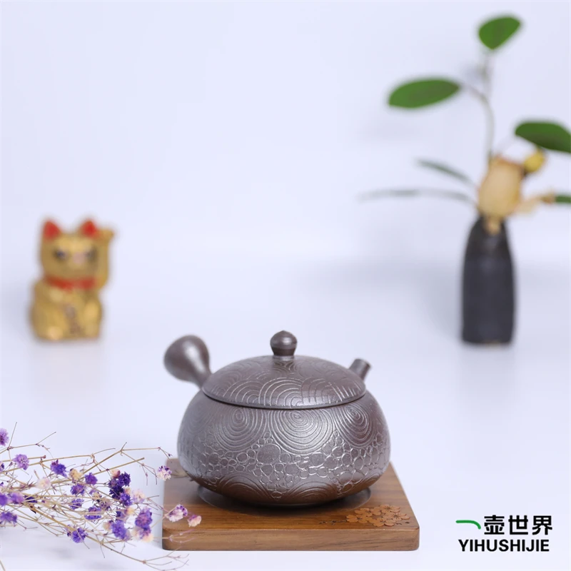 常滑烧急须 寿仙 -23 泡波纹 200ml  纯手工日式侧把陶茶壶现货