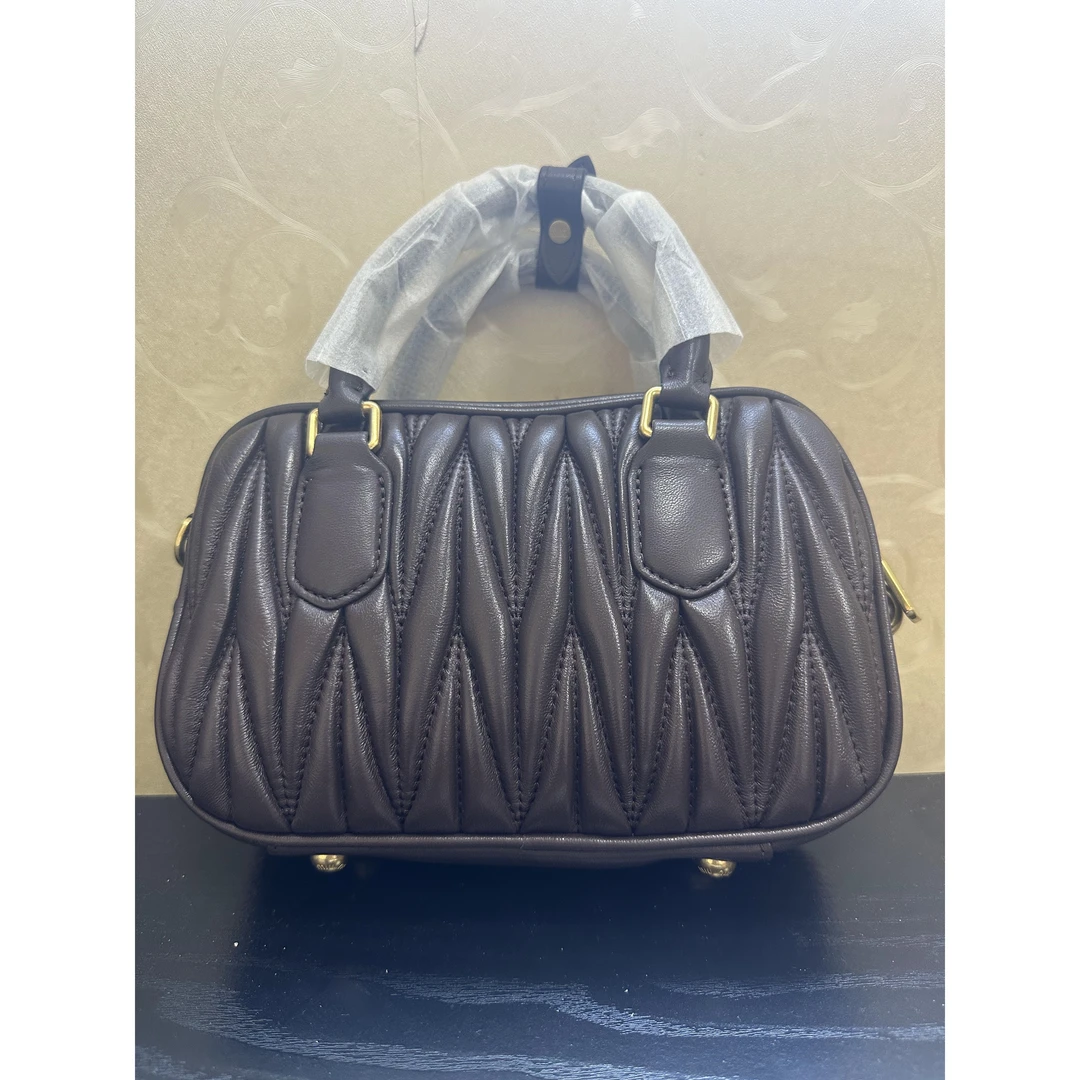 【A045-5BB123】咖色气质时尚轻奢百搭真皮斜跨单肩包女士包包