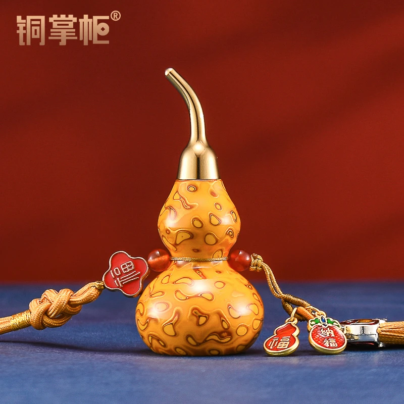 铜掌柜铜葫芦挂件黄铜大漆葫芦摆件小开口空心家居装饰品高档车挂