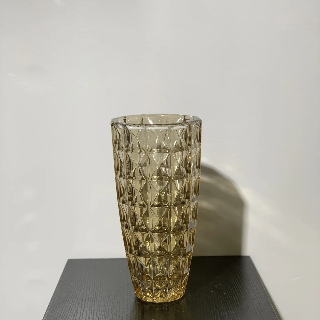 25小钻石琥珀丨轻奢感玻璃花瓶客厅鲜花透明插花水培ins风摆件