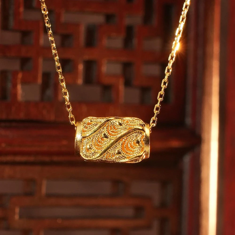 ZOCAI/佐卡伊【传世之美】古法黄金花丝工艺足金999路路通项链套链