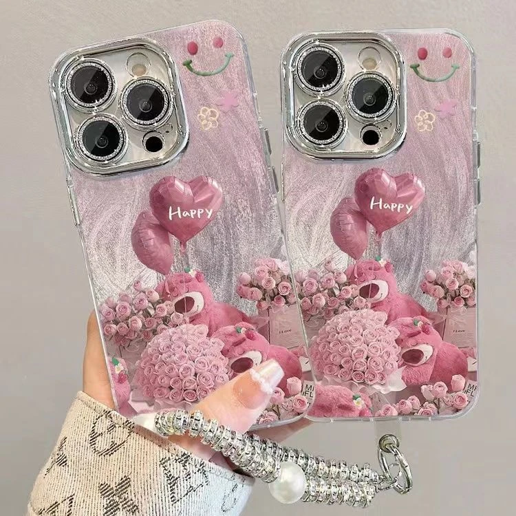 轻奢草莓熊适用于苹果16/15promax华为OPPO荣耀vivo小米手机壳