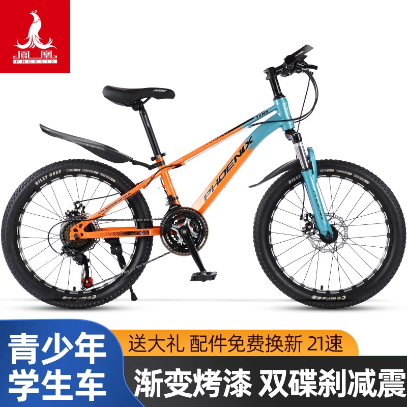 Phoenix/凤凰青少年学生山地自行车男女变速双碟刹减震越野赛单车