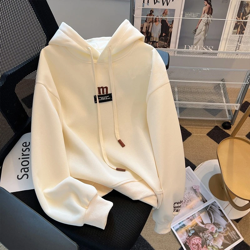 银狐绒美式复古短款连帽卫衣女2023秋冬新款宽松小个子设计感外套