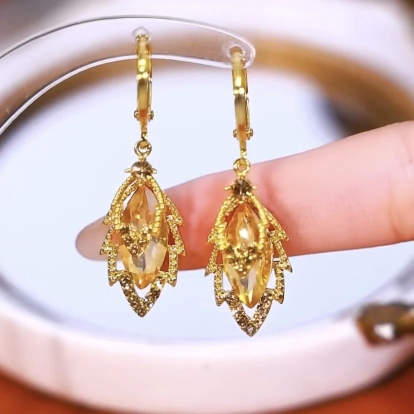 925银针合成锆石耳饰 金枝玉叶新款气质高级贵气时尚耳饰f-377