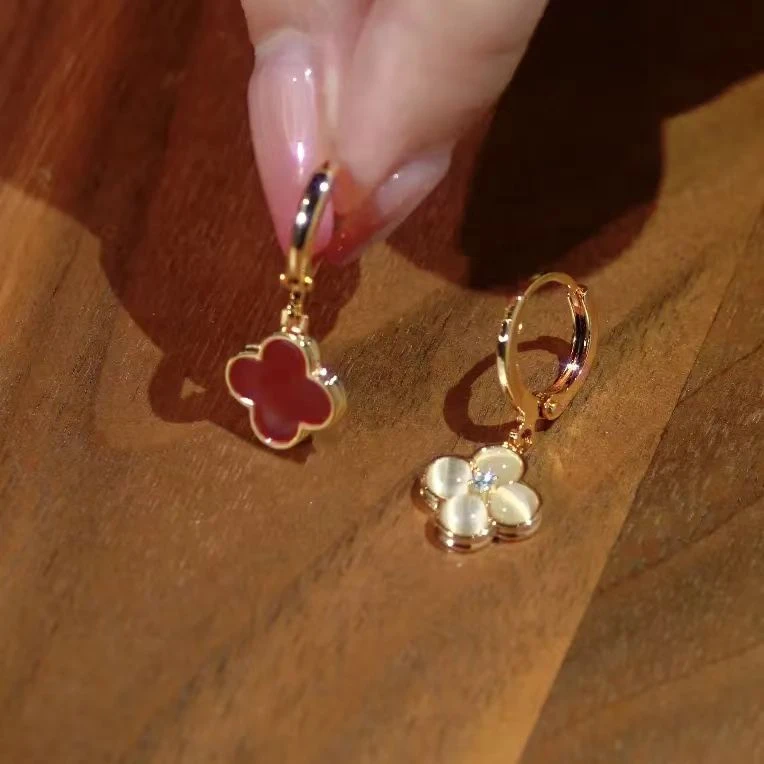 925银针耳饰  气质四叶草耳环轻-451