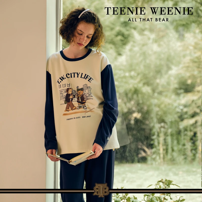 Teenie Weenie摩登城市男女同款秋冬纯棉印花家居服舒适透气睡衣