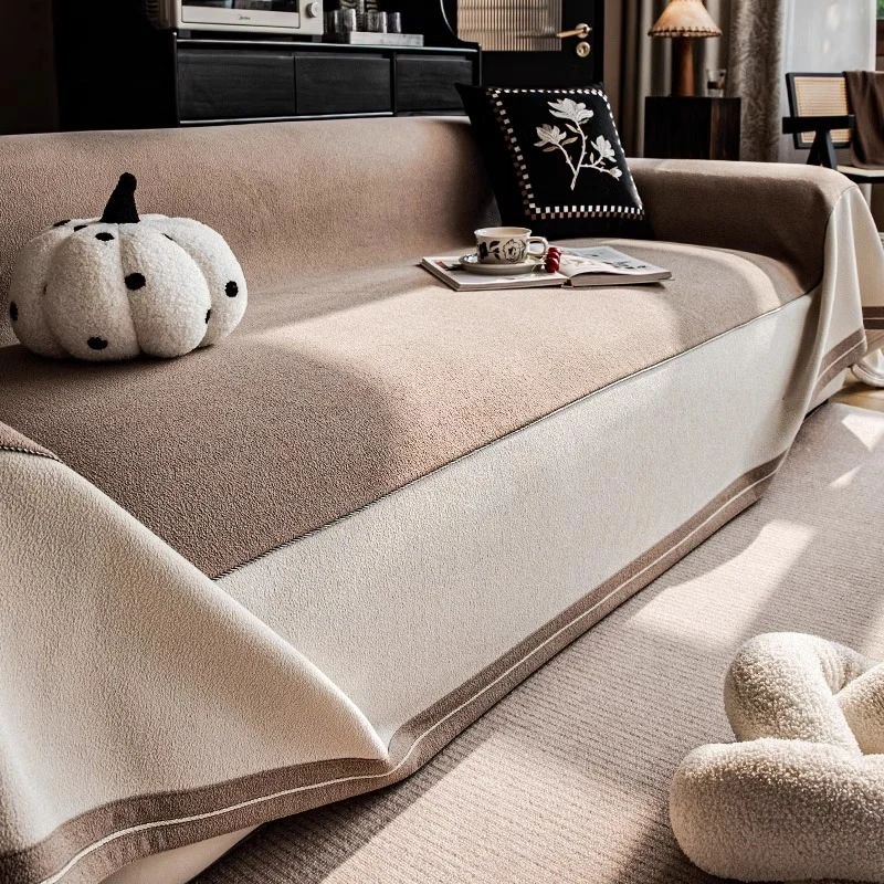 雪尼尔小沙发巾一整张全盖布坐垫毯子四季通用2024年新款直排套罩