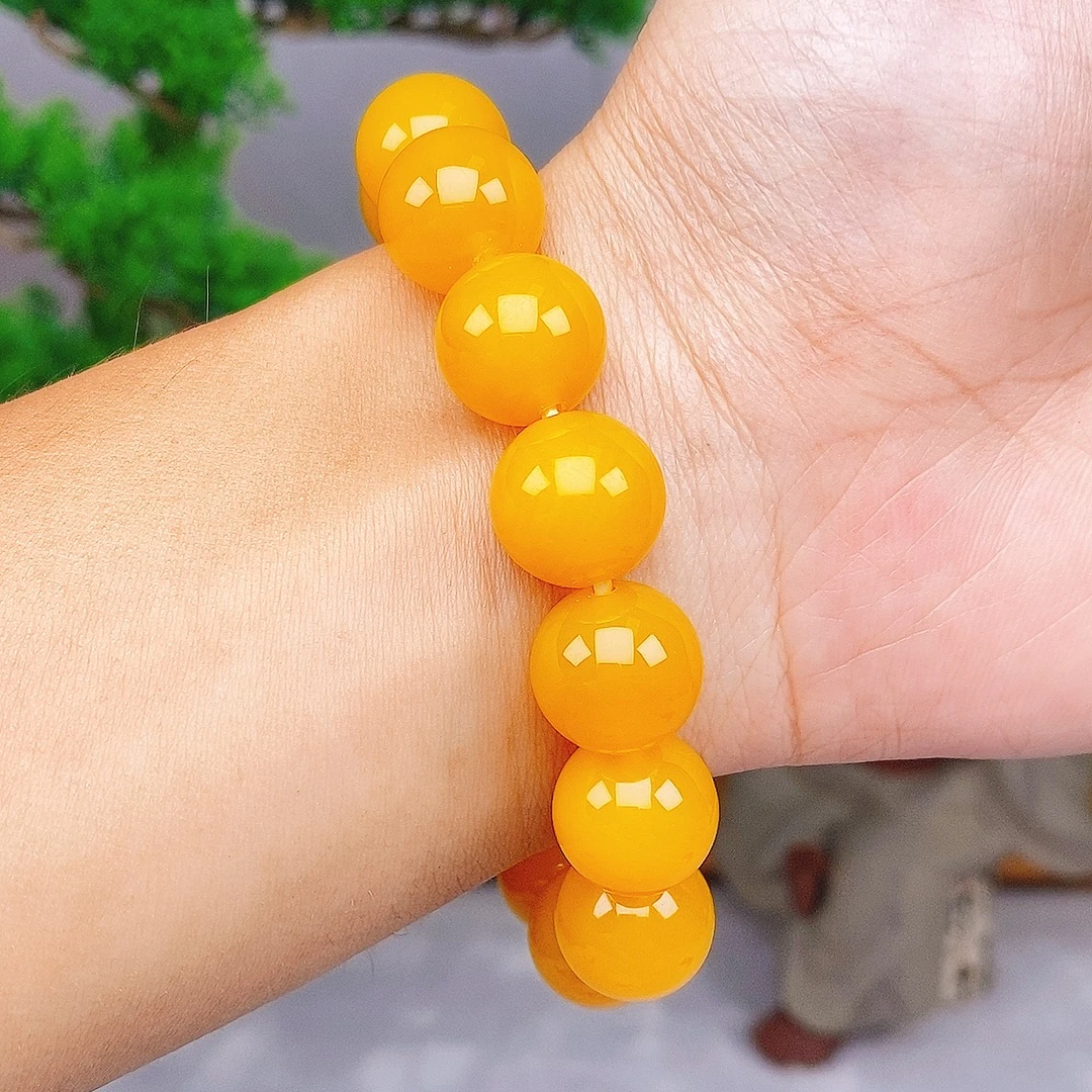【奈斯专属】满蜜鸡油黄手串 原矿黄龙玉手串 天然玉石手链